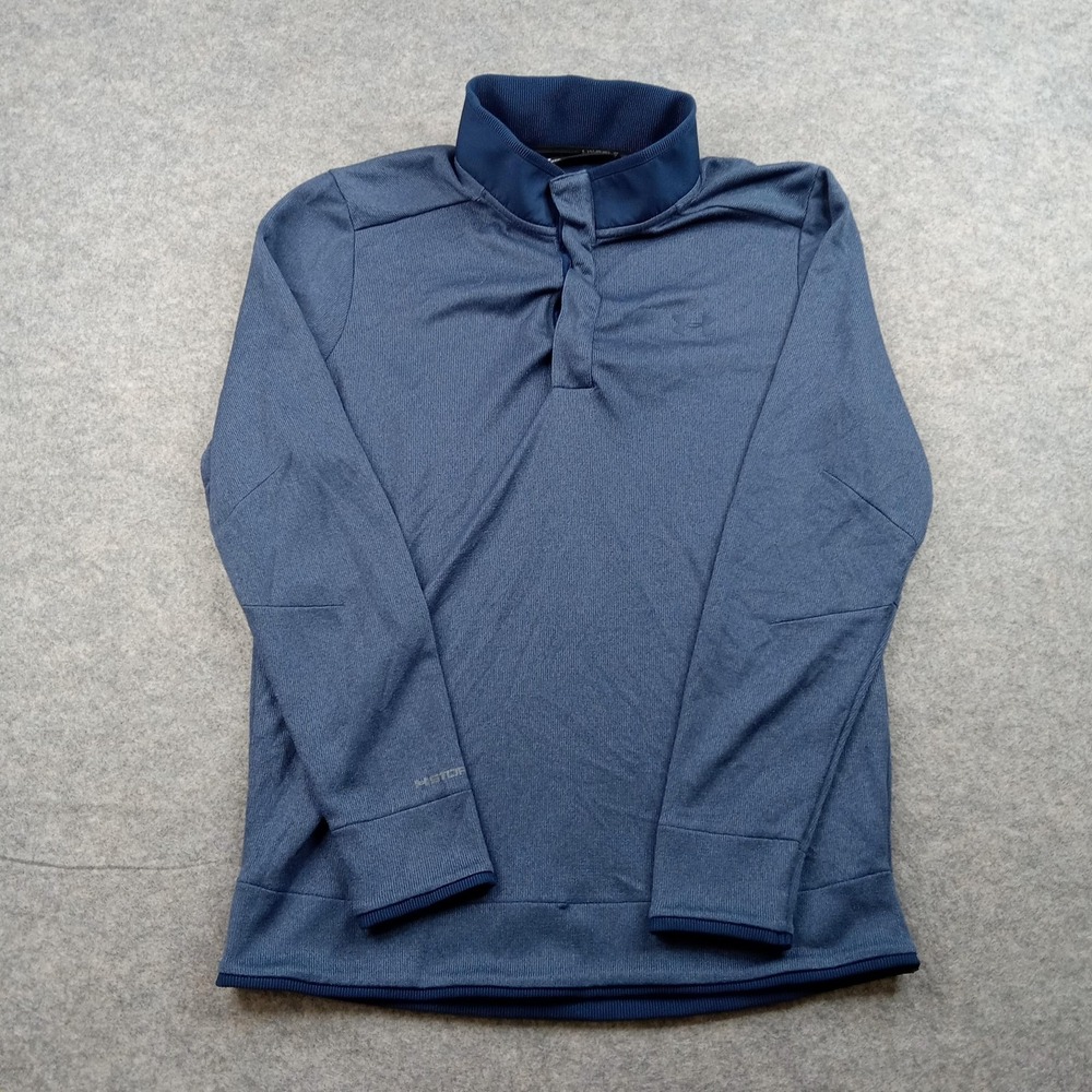 Under Armour Pullover‎ Shirt Mens Medium Blue ColdGear Quarter Snap Long Sleeve